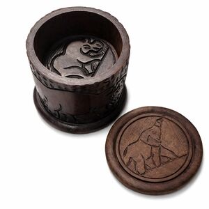 Vintage African Ebony Wood 5 Coaster Set Hand Carved Elephant And Rhino Design